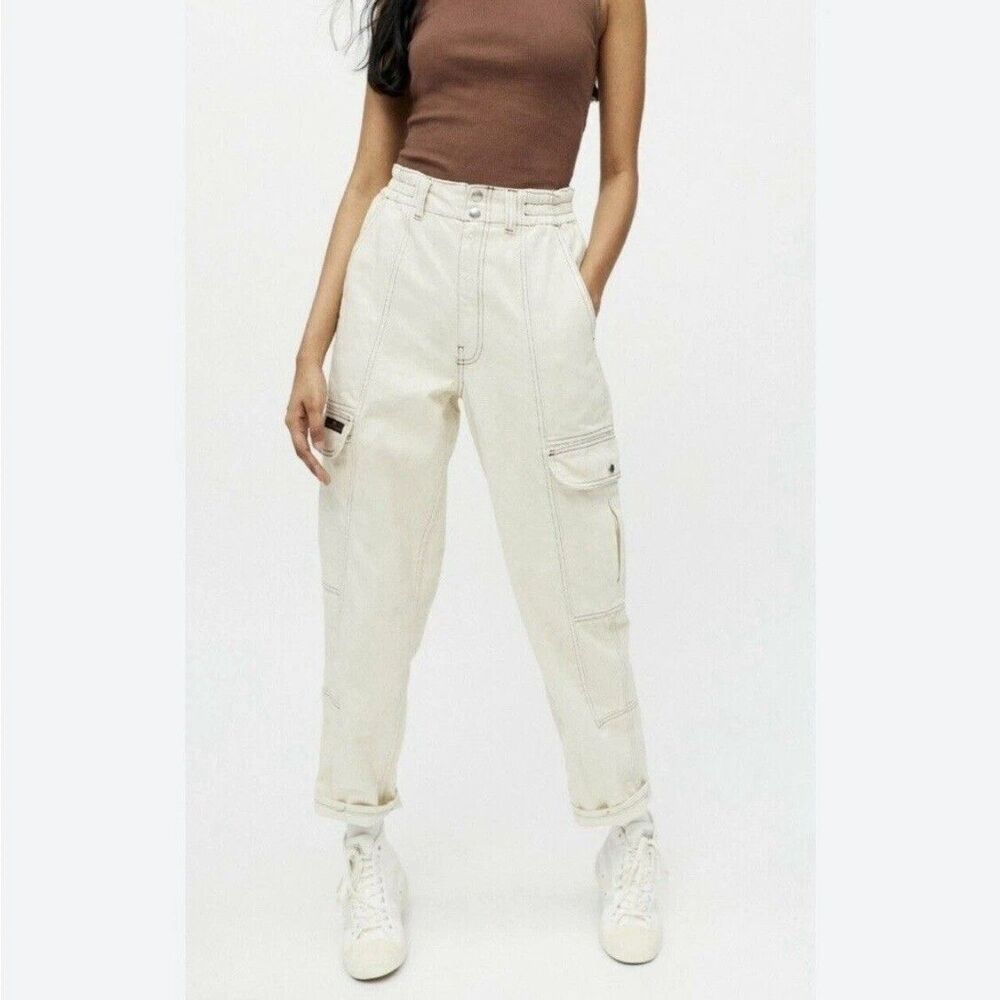 Urban Outfitters BDG Blaine Cargo Skate Jeans Ivory Cream Pants Women’s Size 26